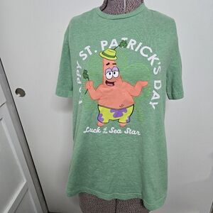 St. Patricks Day Patrick Spongebob Green T-Shirt Men’s Short Sleeve size small